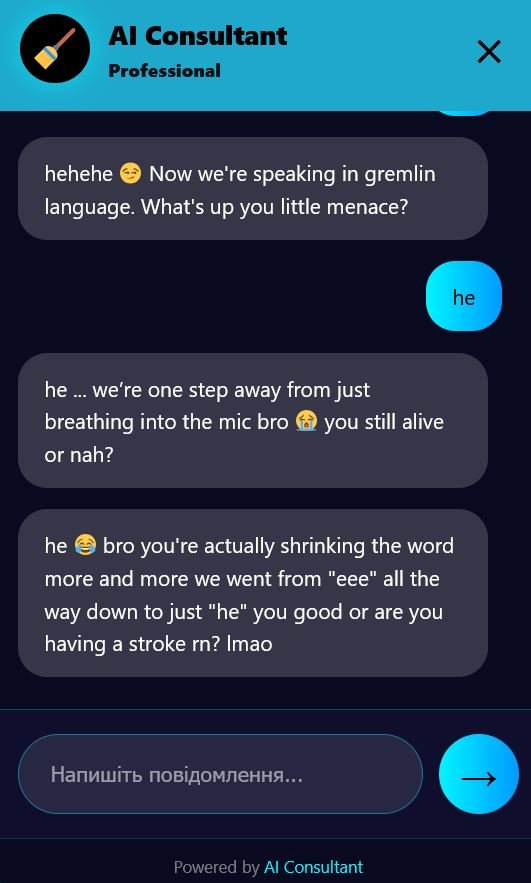 AI Consultant GROK — floating chat widget on WordPress site