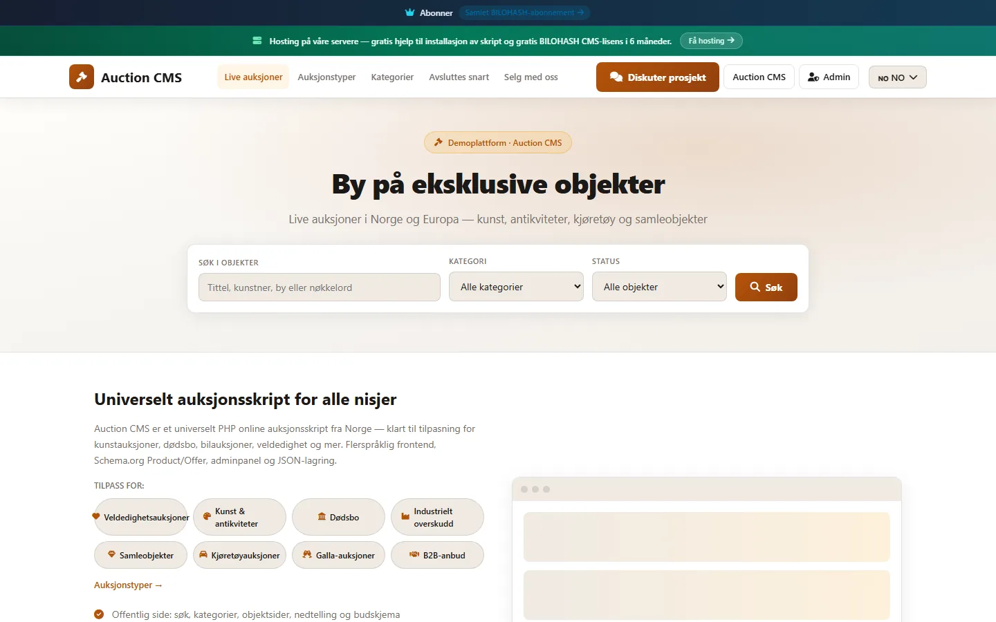 Auction CMS — PHP Auction Script for Live Bidding, Lots & Collectibles