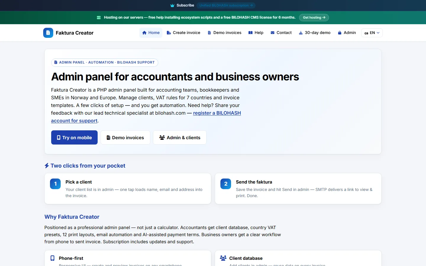 Faktura Creator — PHP Invoice Script for SMEs, VAT, Email & AI