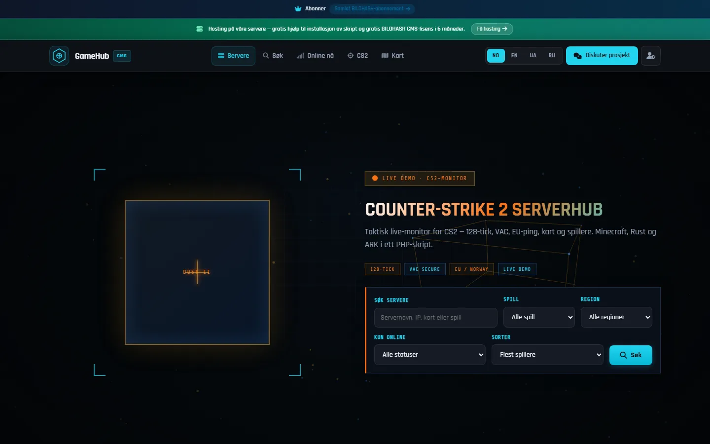 GameHub CMS — PHP CS2 Hub Script for Stats, Maps & Steam