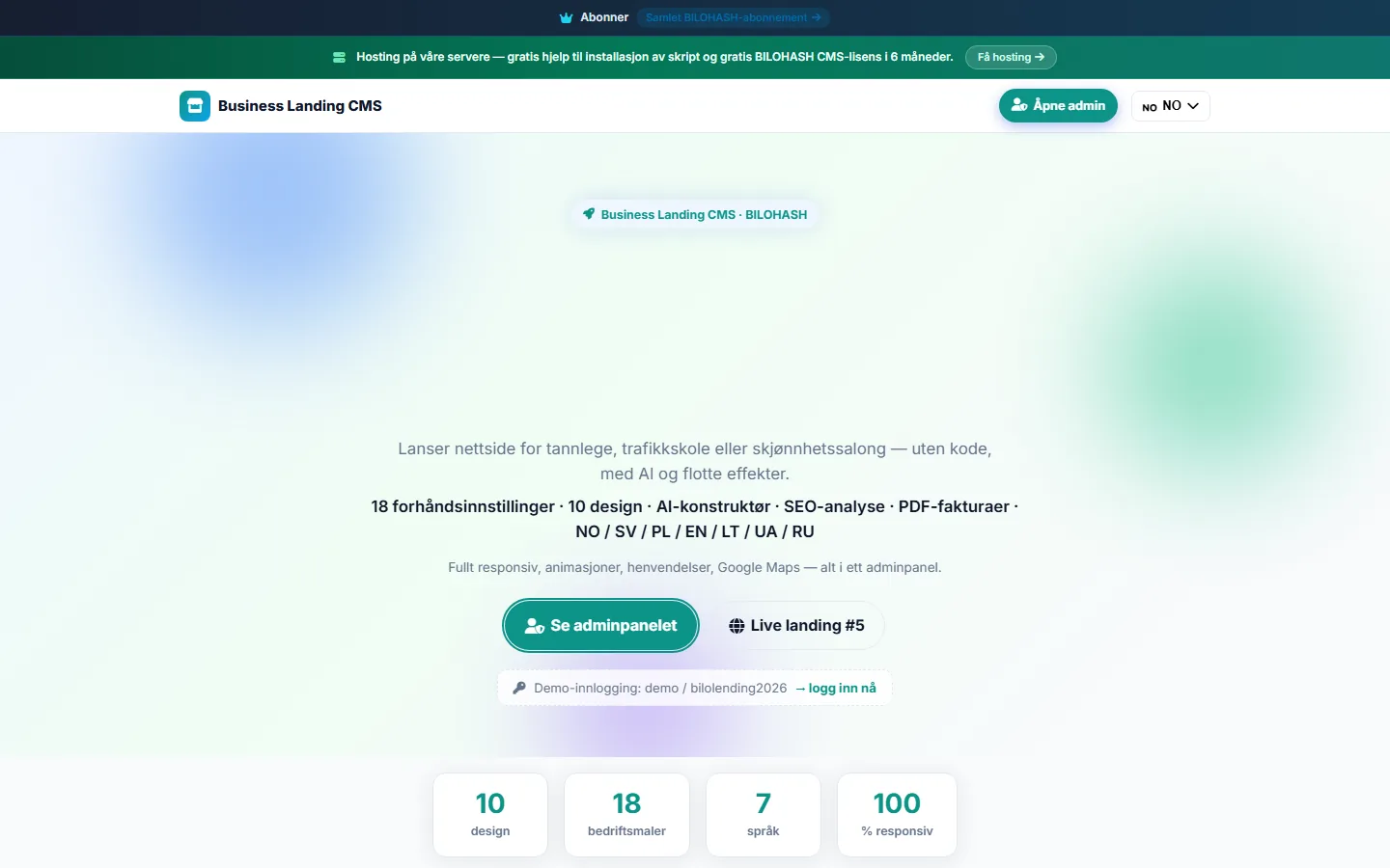 Business Landing CMS — PHP Business Website Script for Schools, Brands & News