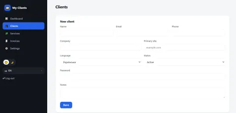 My Clients — PHP Client Script for Sites, Invoices, VAT & Stripe